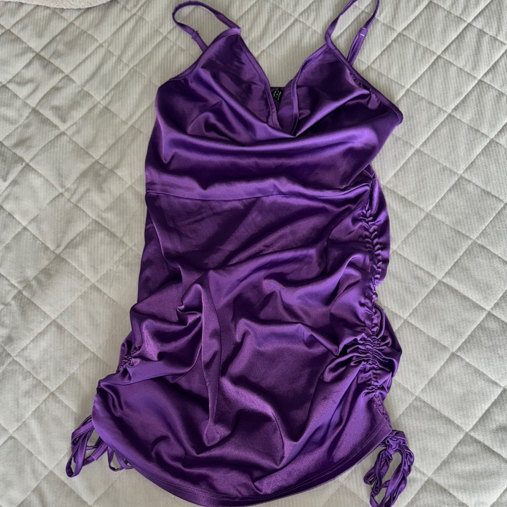 SHEIN Purple Satin Mini Dress